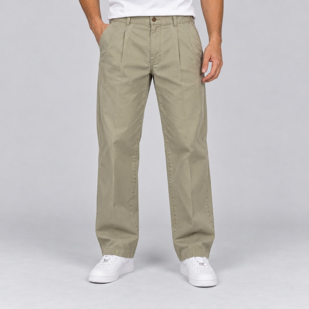 Vintage Tommy Hilfiger Pants Mens 34x30 Khaki Chino Pleated Front 100% Cotton